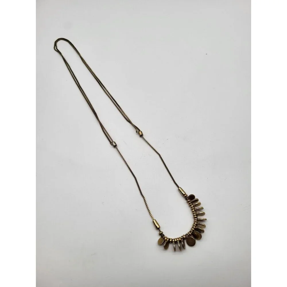 Madewell Mini Coinmix Necklace Brass Minimalist Slider Adjustable Boho - Picture 2 of 11